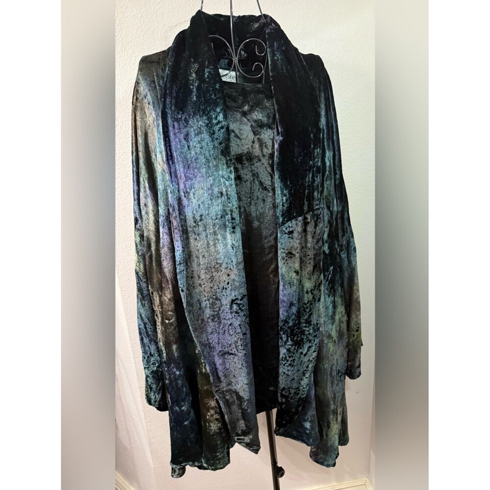 Black Crushed Velvet 2pc Tunic Cardigan Set Designer Sample NWT
